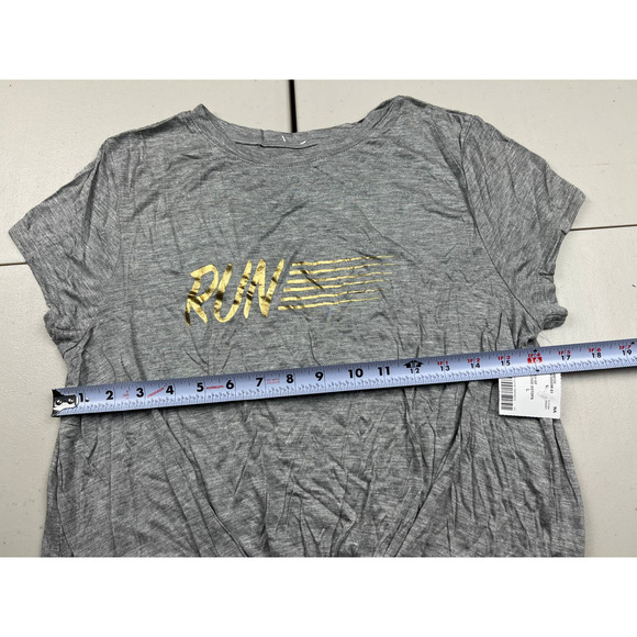 Nel + Lo Women Large Gray Run Crop Active Short Sleeve T Shirt Gym Tee Top - Picture 4 of 6